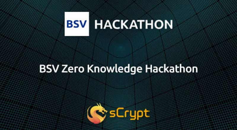 BSV Hacakthon logo and sCrypt logo with BSV Zero Knowledge Hackathon text