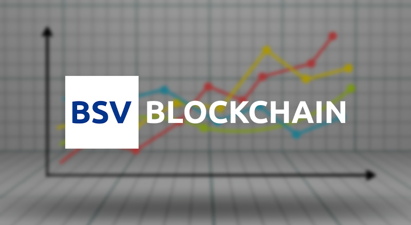 BSV Blockchain logo over Bullish Chart Concept