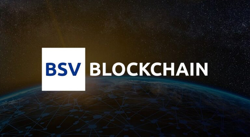 BSV Blockchain Logo over Metaverse Background