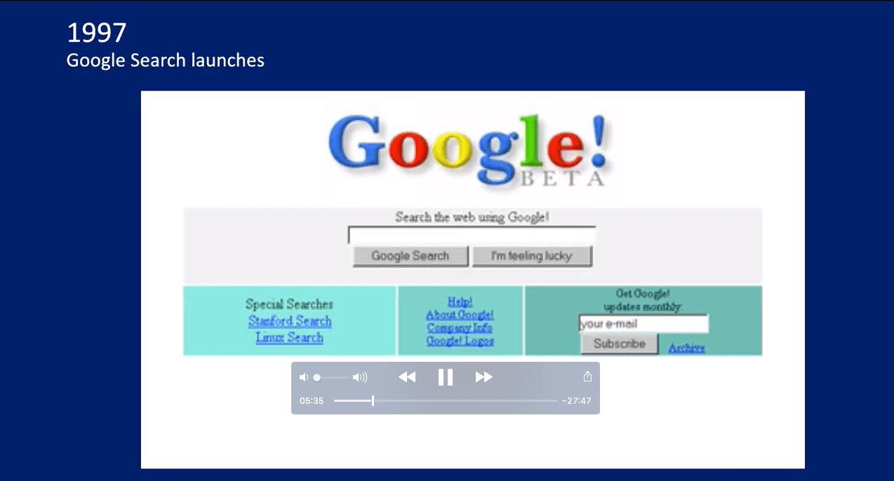1997 version of Google Beta