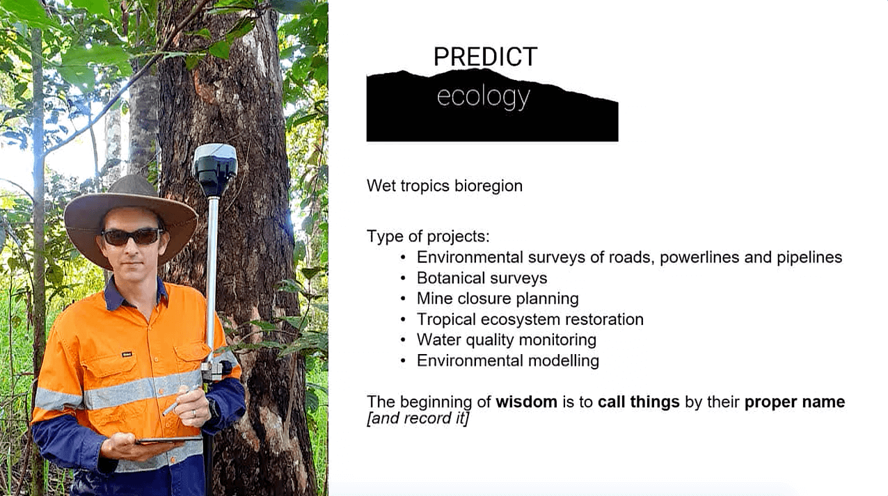 Predict Ecology logo and Daniel Keane