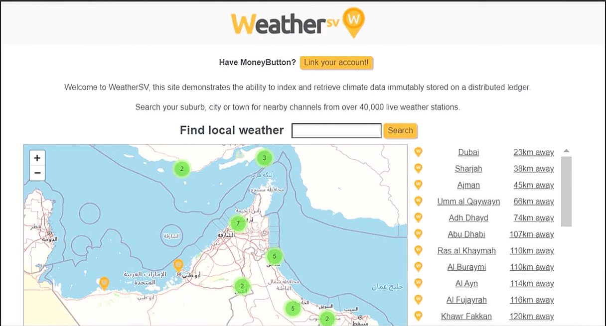 WeatherSV website interface