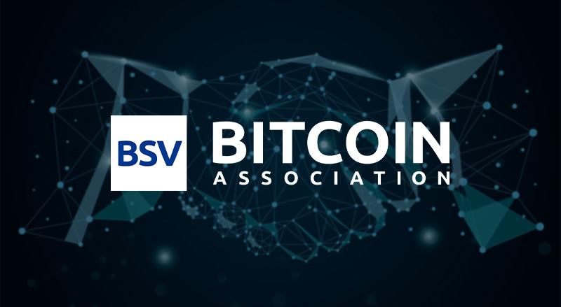 BSV Blockchain logo digital hands shaking in agreement for their announcement of series of New C-Suite Starters