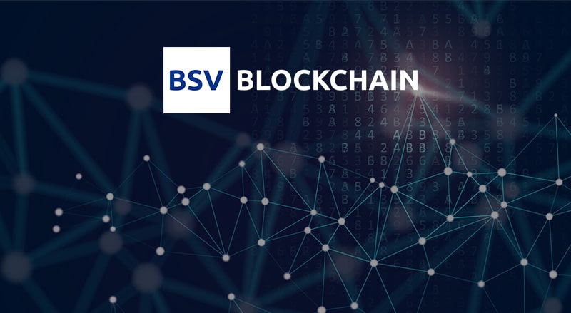 BSV Blockchain Logo Over Technology Background representing cybersecurity