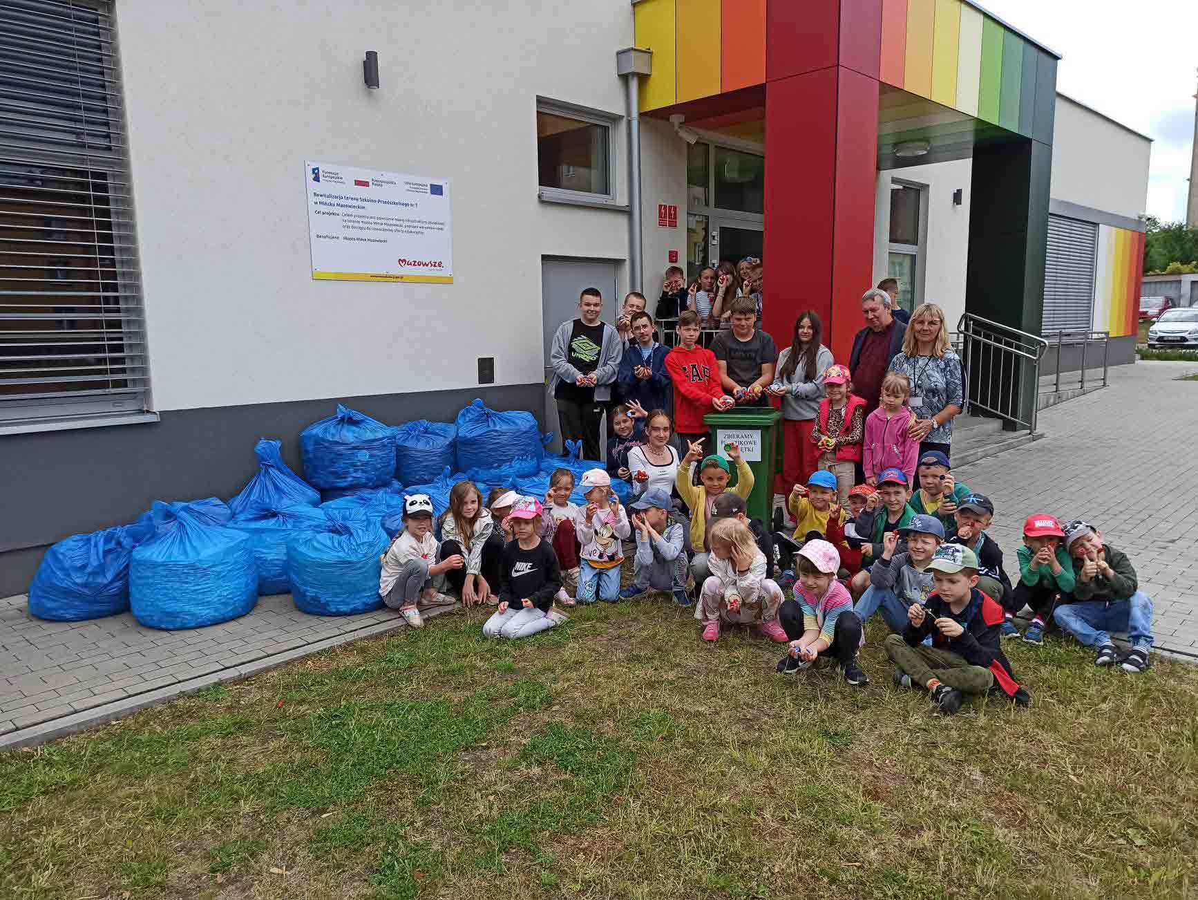 Students in front of a school